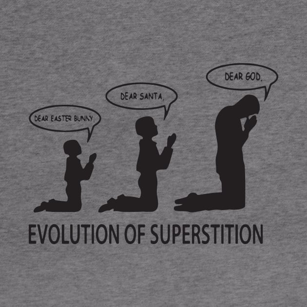 Superstition Evolution Mens Funny Atheist T Shirts by huepham613